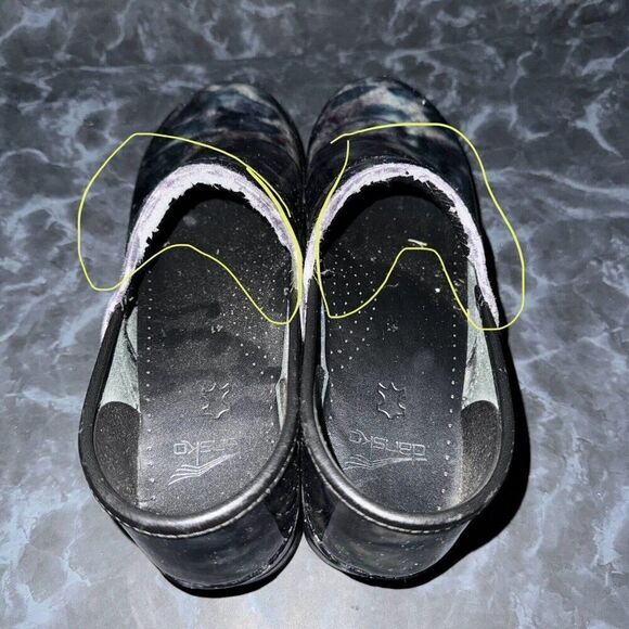 Dansko Professional Clogs Blue/Black Swirl Marble Leather Women’s Size 10.5-11 - Picture 3 of 6